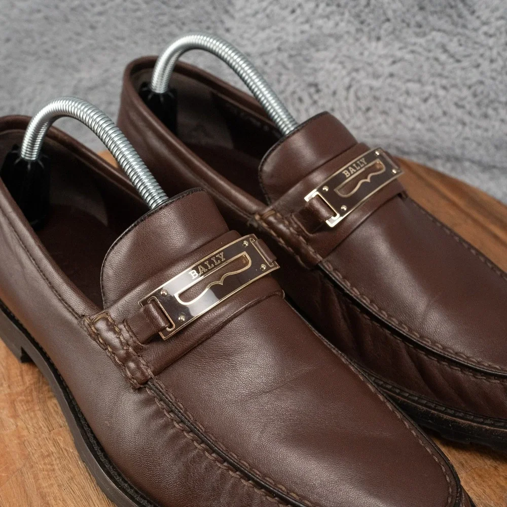 BALLY Candino Bit Loafer Casual Brown Leather Driver Shoes Mens Sz 8.5 D